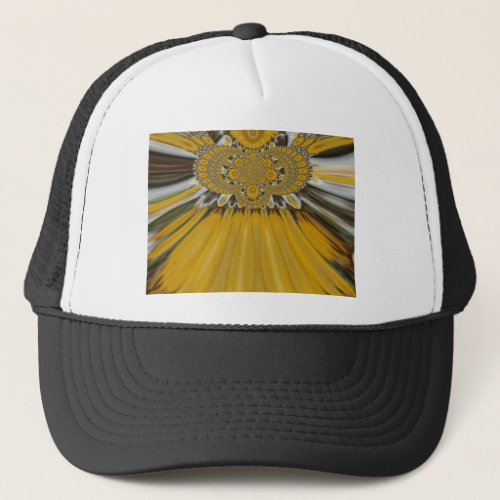 Golden Yellow Flower Pattern design Art Trucker Hat