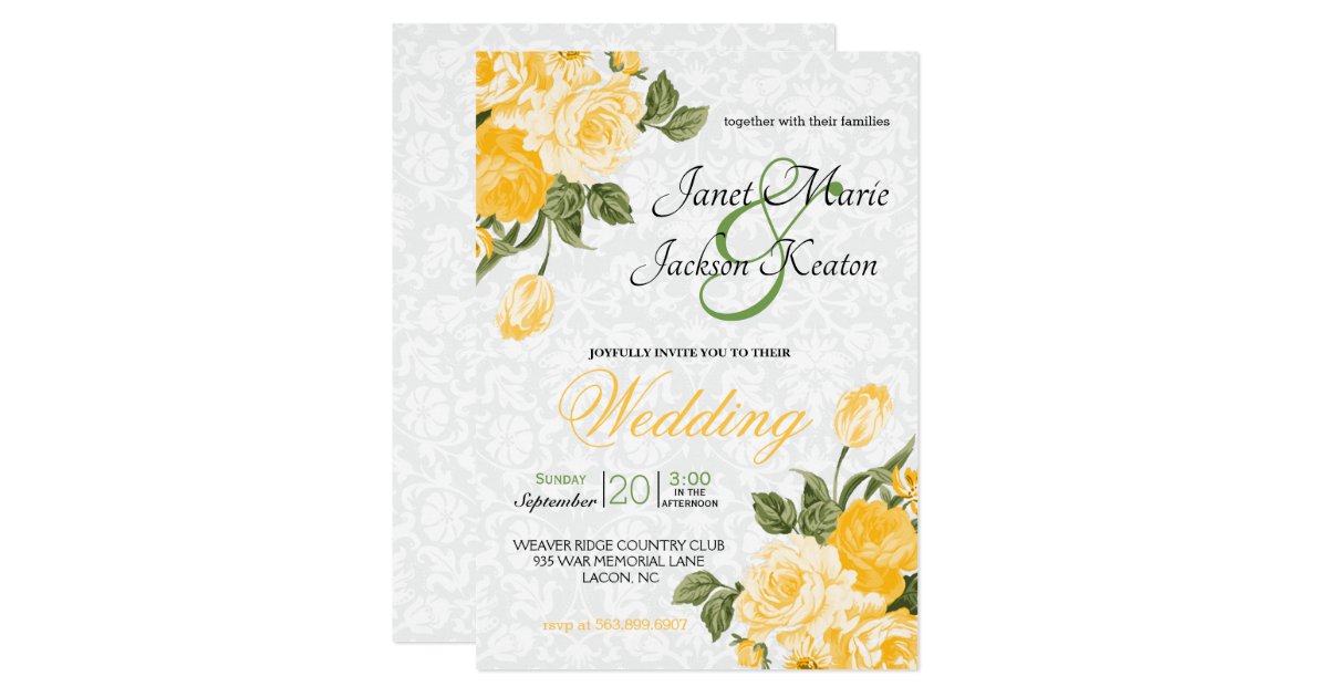 Golden Yellow Flowers Invitation