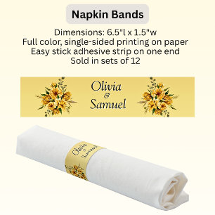 Golden Yellow Flowers   Napkin Bands