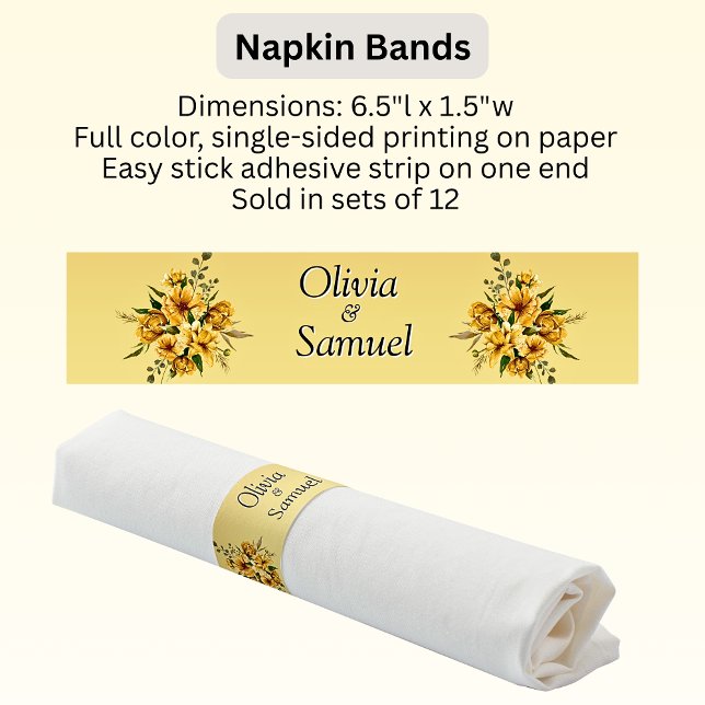 Golden Yellow Flowers   Napkin Bands (Creator Uploaded)