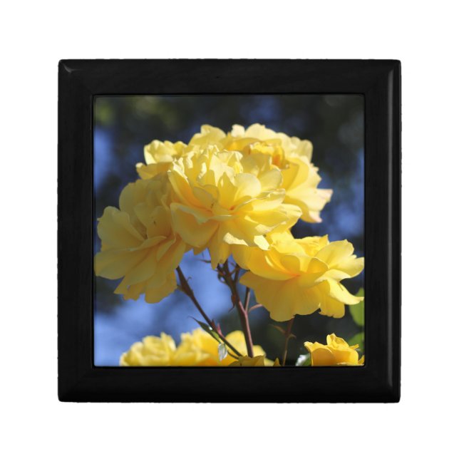 Golden Yellow Flowers Pretty Roses Photo Gift Box (Front)