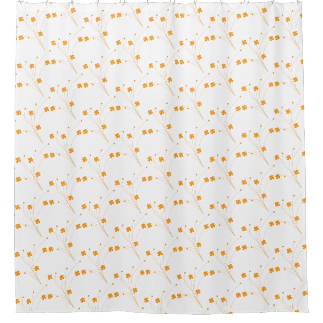 Golden Yellow Flowers, Small Floral Print Shower Curtain (Front)