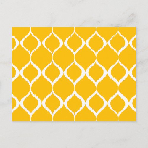 Golden Yellow Geometric Ikat Tribal Print Pattern Postcard
