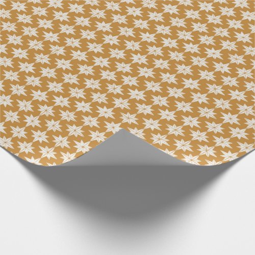 Golden yellow Geometric Stars Minimal Christmas Wr Wrapping Paper