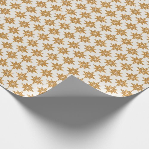 Golden yellow Geometric Stars Minimal Christmas Wrapping Paper