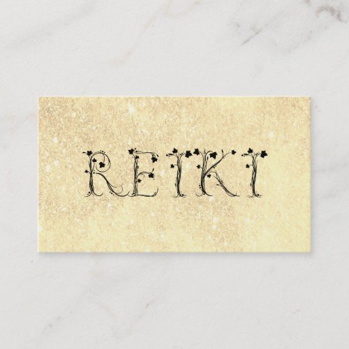  Golden Yellow Glitter  REIKI Ivy Typography Business Card