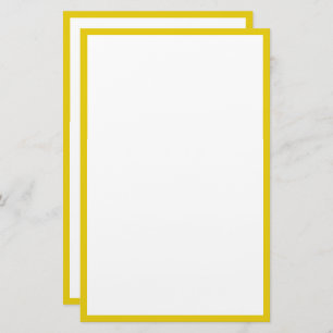 Golden Yellow Gold Border Edges White Custom Color Stationery