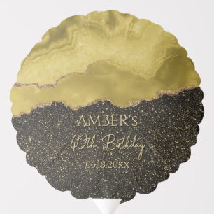 Golden Yellow Gold Glitter Abstract Watercolor  Balloon
