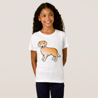 Golden Yellow Golden Retriever Cartoon Dog Drawing T-Shirt