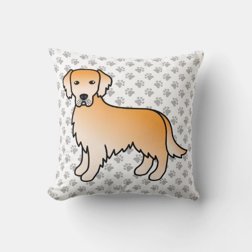 Golden Yellow Golden Retriever Cute Dog  Paws Throw Pillow