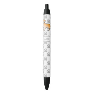 Golden Yellow Golden Retriever Dog &amp; Custom Name Black Ink Pen