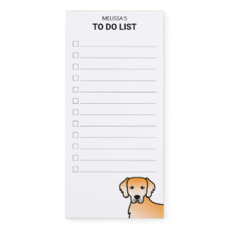 Golden Yellow Golden Retriever To Do List &amp; Name Magnetic Notepad
