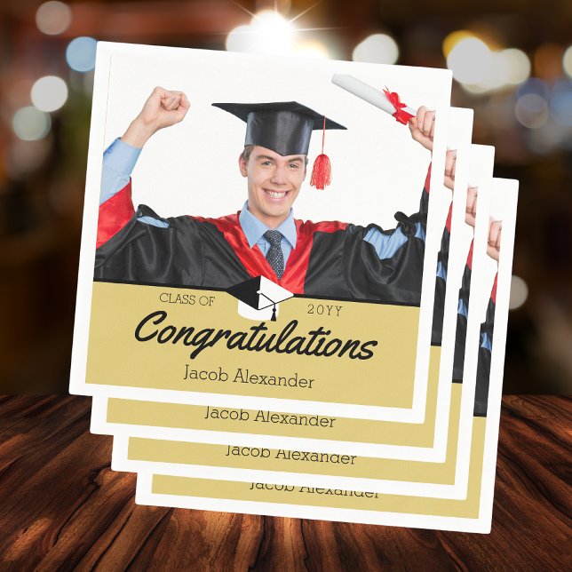 Golden Yellow Graduation party class of 20xx Napkins (Creator Uploaded)