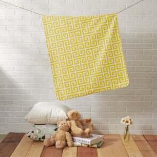 Golden Yellow Greek Key Pattern Baby Blanket
