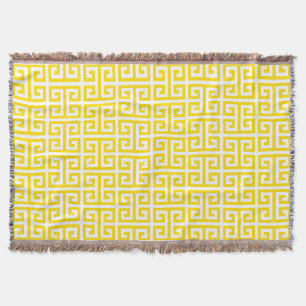 Golden Yellow Greek Key Pattern Throw Blanket