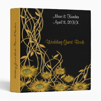 Golden Yellow Grunge Flower & Vine Binder