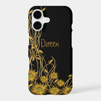 Golden Yellow Grunge Flower & Vine iPhone 17 Case