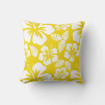 Golden Yellow Hawaiian Tropical Hibiscus Throw Pillow at Zazzle