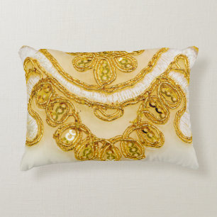 Golden yellow lace stripe. Background texture, sun Accent Pillow