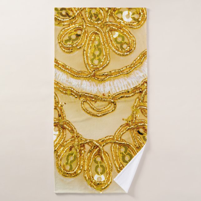 Golden yellow lace stripe. Background texture, sun Bath Towel (Bath Towel)