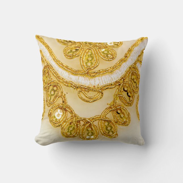 Golden yellow lace stripe. Background texture, sun Throw Pillow (Front)