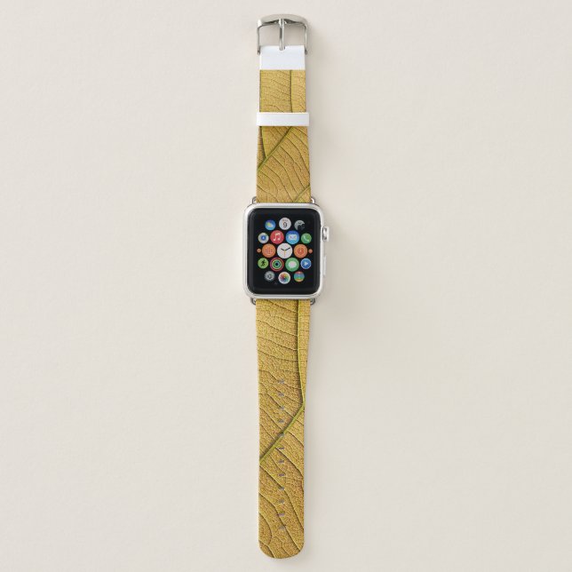 Golden yellow leaf pattern in the morning.  apple watch band (Front)