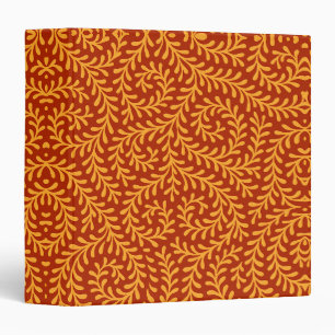 Golden Yellow Leafy Vine Pattern 3 Ring Binder