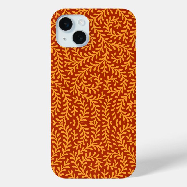 Golden Yellow Leafy Vine Pattern  Case-Mate iPhone Case (Back)