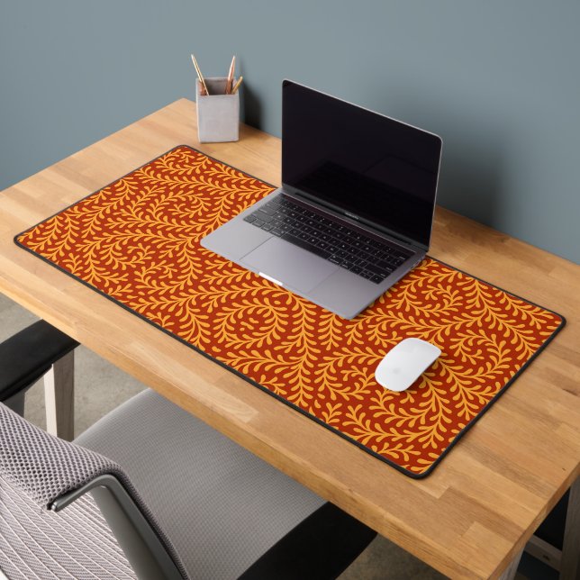 Golden Yellow Leafy Vine Pattern  Desk Mat (Office 2)