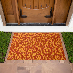 Golden Yellow Leafy Vine Pattern  Doormat