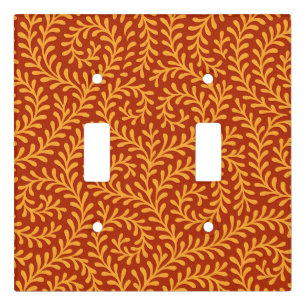 Golden Yellow Leafy Vine Pattern Light Switch Cover