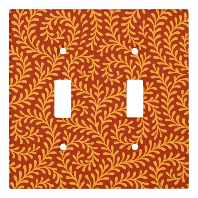 Golden Yellow Leafy Vine Pattern  Light Switch Cover (Front)