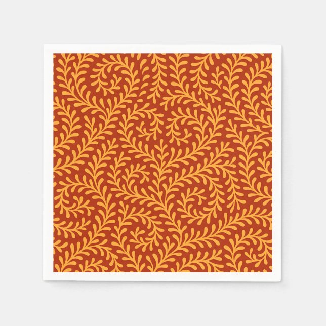 Golden Yellow Leafy Vine Pattern  Napkins (Front)