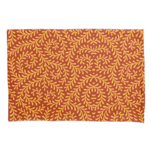 Golden Yellow Leafy Vine Pattern Pillow Case
