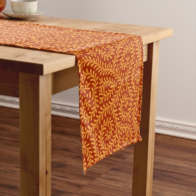 Golden Yellow Leafy Vine Pattern  Short Table Runner (In Situ)