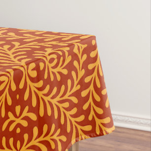 Golden Yellow Leafy Vine Pattern Tablecloth