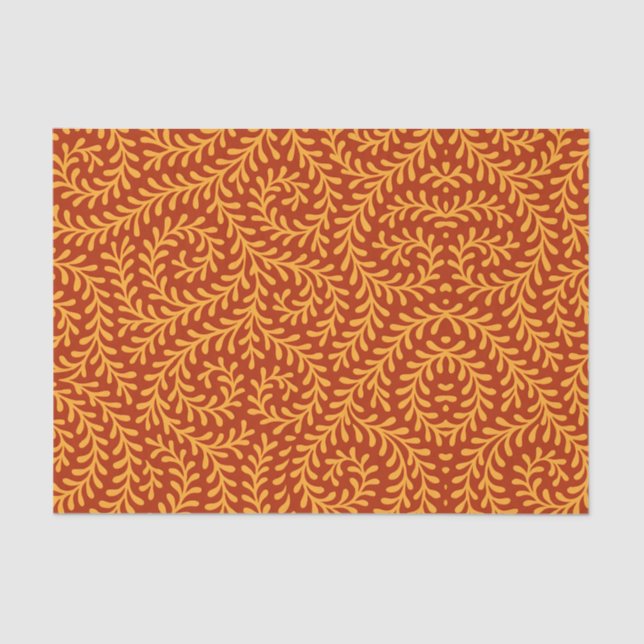 Golden Yellow Leafy Vine Pattern  Tissue Paper (Front)