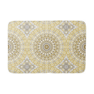 Golden Yellow Mandala Pattern Bath Mat