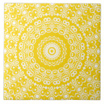 Golden Yellow Mandala Pattern Ceramic Tile
