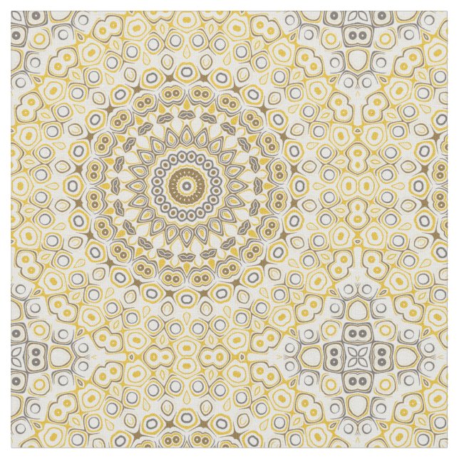 Golden Yellow Mandala Pattern Fabric (Close Up)