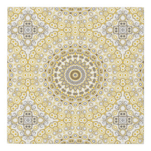 Golden Yellow Mandala Pattern Faux Canvas Print
