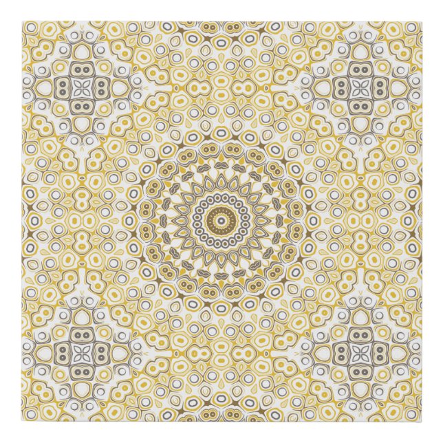 Golden Yellow Mandala Pattern Faux Canvas Print (Front)
