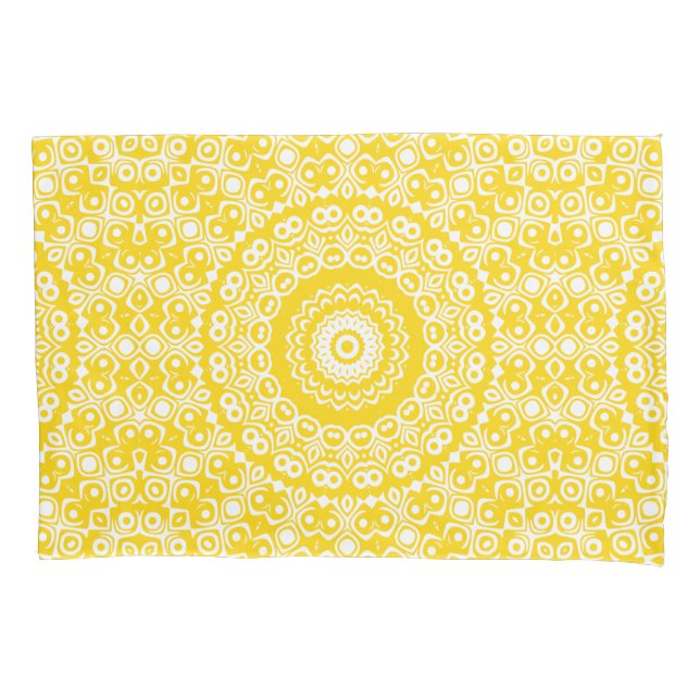 Golden Yellow Mandala Pattern Pillow Case (Front-Left)