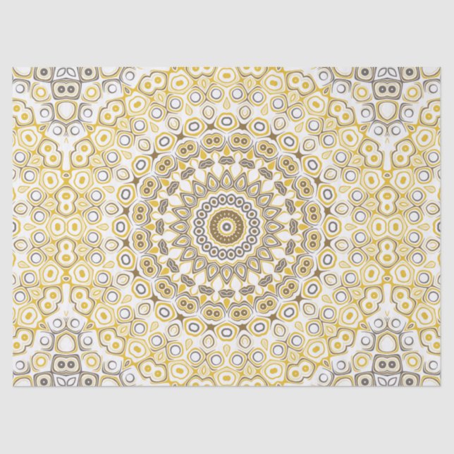 Golden Yellow Mandala Pattern Tissue Paper (Front)