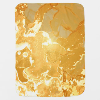Golden Yellow Marble Ink Pattern Baby Blanket