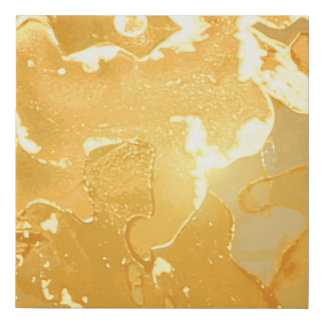 Golden Yellow Marble Ink Pattern Faux Canvas Print