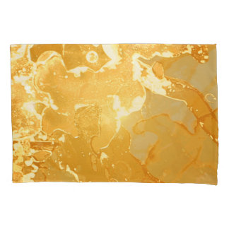 Golden Yellow Marble Ink Pattern Pillow Case