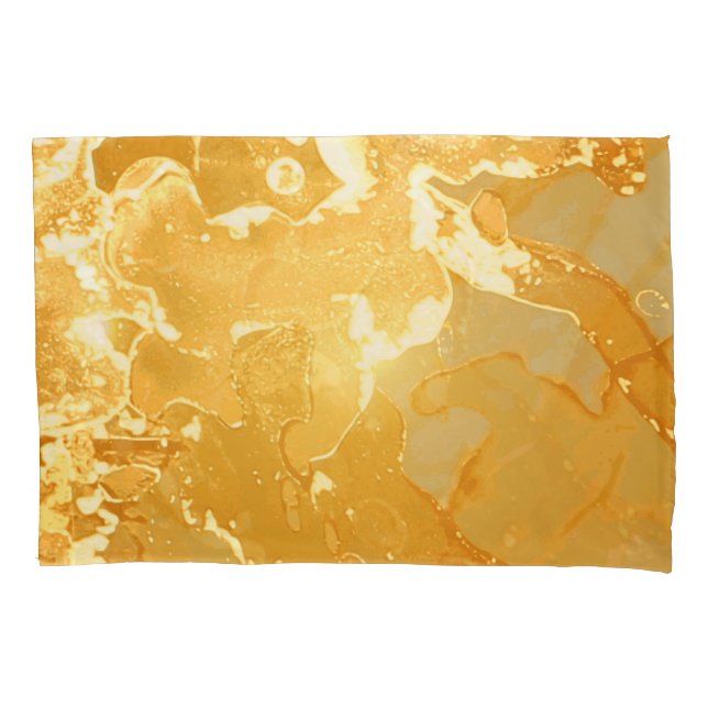 Golden Yellow Marble Ink Pattern Pillow Case (Front)