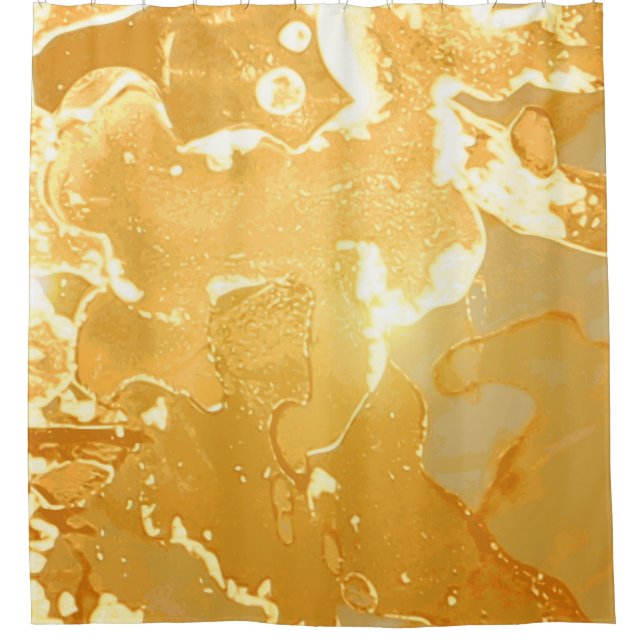 Golden Yellow Marble Ink Pattern Shower Curtain (Front)