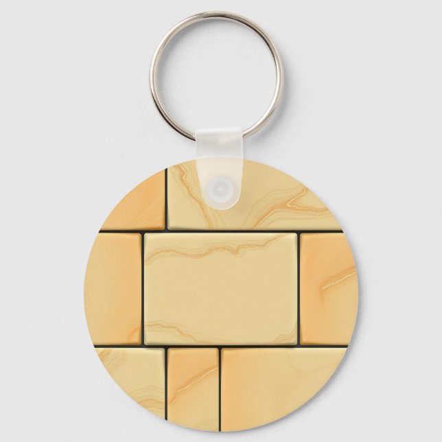 Golden Yellow Marble Tile Pattern Luxury Stone  Keychain (Front)
